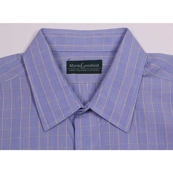 Martin Greenfield Custom Tailored Blue Yellow Plaid FC Dress Shirt (42) 16.5-32 - Picture 5 of 7